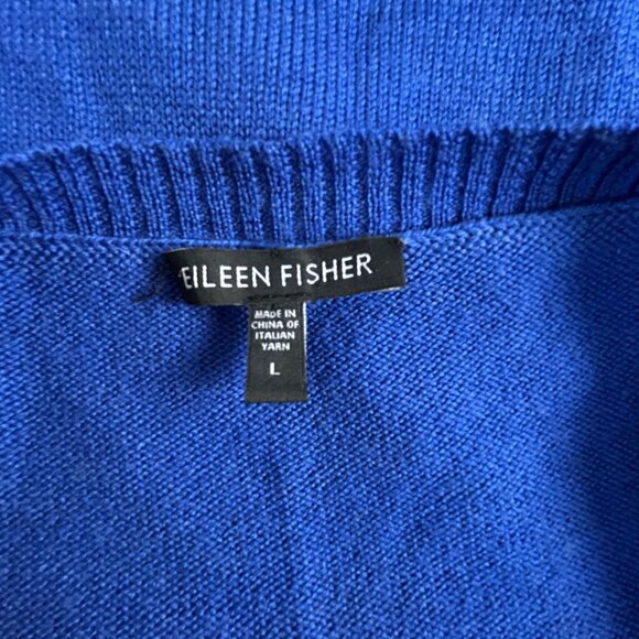Eileen Fisher Womens Oversized Blue Merino Wool Crew Neck Sweater Large Pullover - Picture 3 of 8
